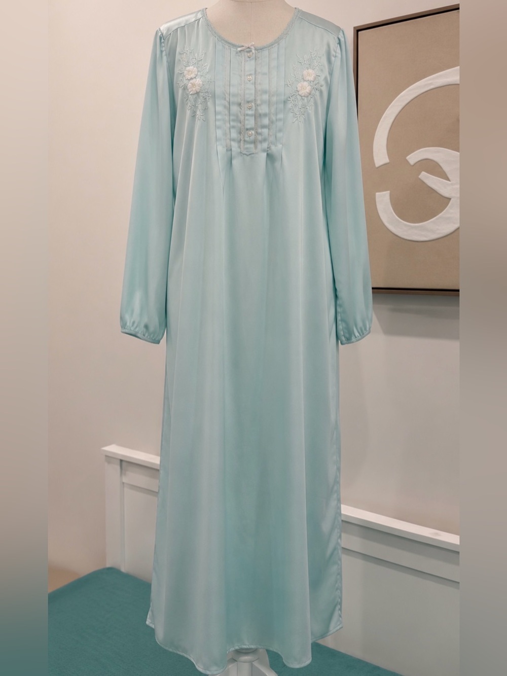 Abrand Mint Green Embroidered Girls Nightgown